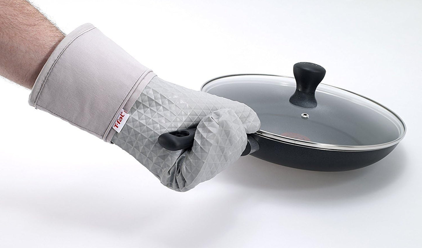 T-fal Silicone Oven Mitt Set - Softflex, Non-Slip Grip, Heat Resistant | 13 x 7 Inches, 2 Pack, Gray