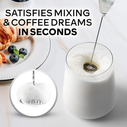 Zulay Kitchen Milk Frother Wand - Ultra-Fast Handheld Electric Whisk for Coffee, Lattes & More - Includes 4 AA Batteries