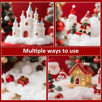 Skiennix Christmas Fake Snow Decoration - 10.6 Oz White Fluffy Artificial Snow for Holiday Decor | Indoor Winter Home Accent