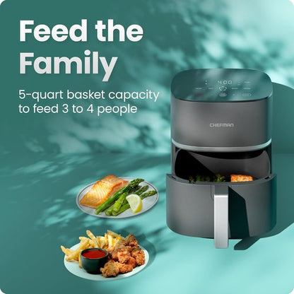 Chefman TurboX 4-in-1 Air Fryer - 5-Quart Capacity for Crispy Chicken, Fries & More | Digital Touch Controls, Dishwasher Safe