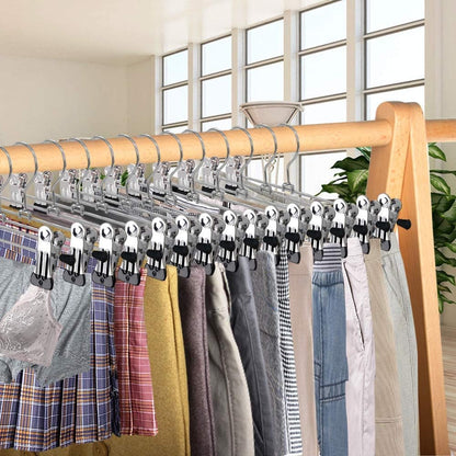 Northern Brothers Heavy-Duty Pants Hangers with Clips - 20 Pack Adjustable Metal Skirt Hangers for Women