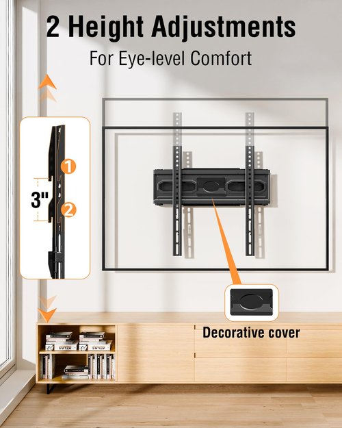 EconoMe TV Wall Mount for Most 26-65 inch tvs, Full Motion TV Mount Swivel and Tilt, Wall Mount Bracket Max VESA 400x400mm, Holds up to 99 lbs, Fits 12” 16" Wood Studs.