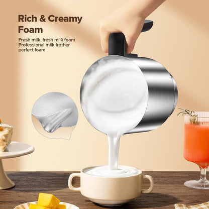 Skiennix Electric Milk Frother - Large Capacity Detachable Foam Maker | 30.44Oz Stainless Steel Jug