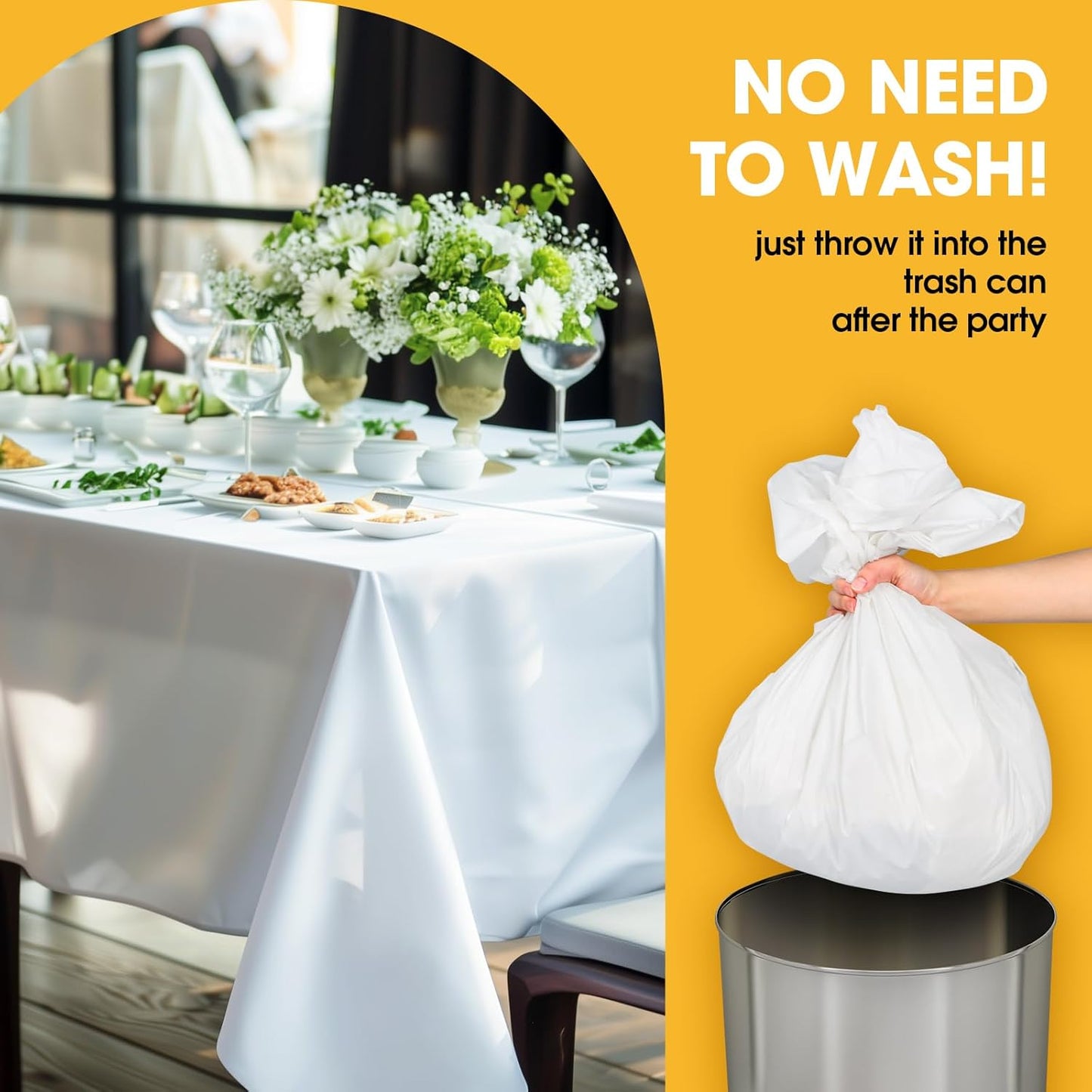 Niuara Disposable Tablecloths - Waterproof 54" × 108" Rectangle Covers | 30 Pack for Parties & Gatherings