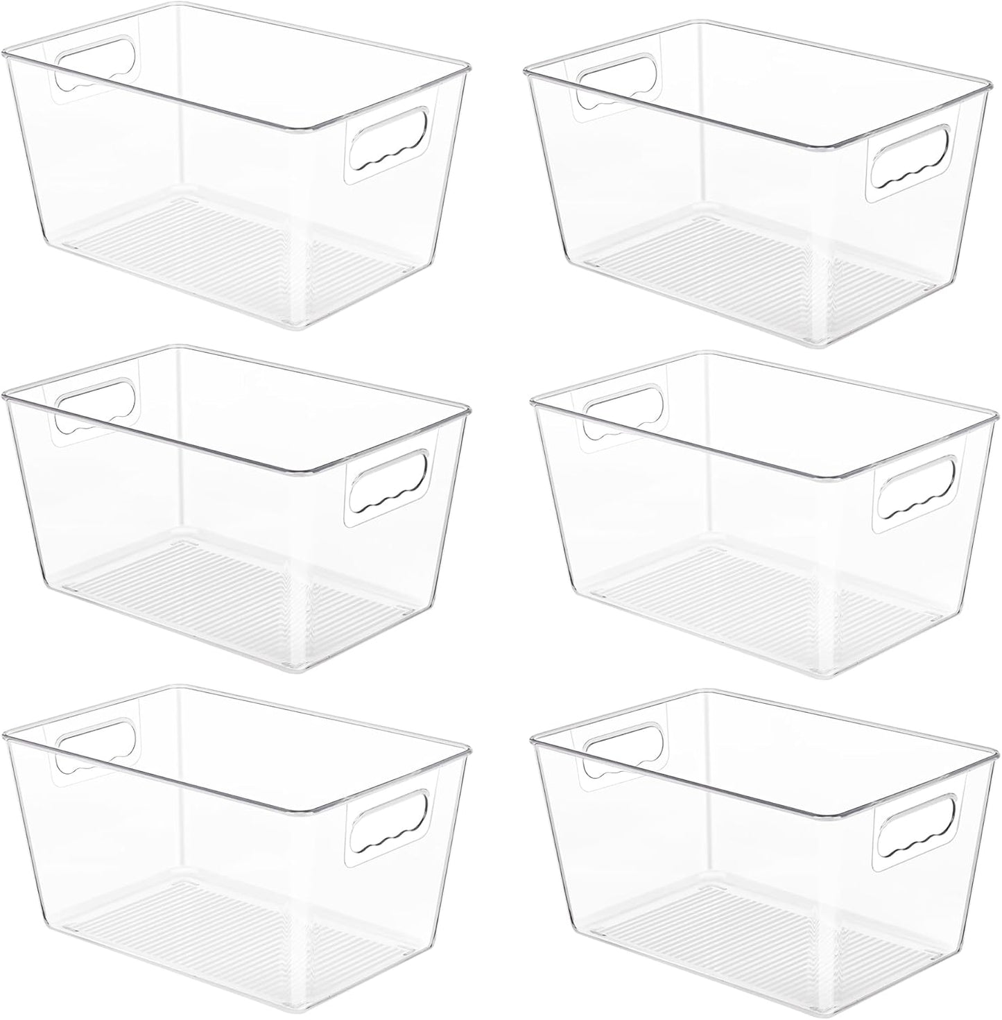 YIHONG Clear Pantry Organizer Bins - 6 Pack Plastic Storage Containers with Handles for Kitchen & Bathroom