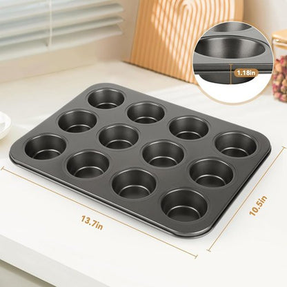 Artcochan Nonstick Muffin Pan - 12 Cup Carbon Steel with 100 Cupcake Liners | Perfect for Baking