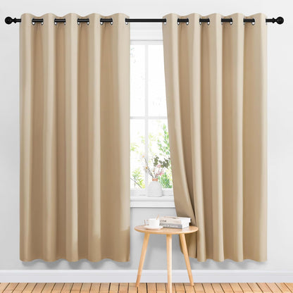 NICETOWN Blackout Curtains - Noise Reducing Thermal Insulated Drapes | 2 Panels, 66 x 70 Inch, Biscotti Beige