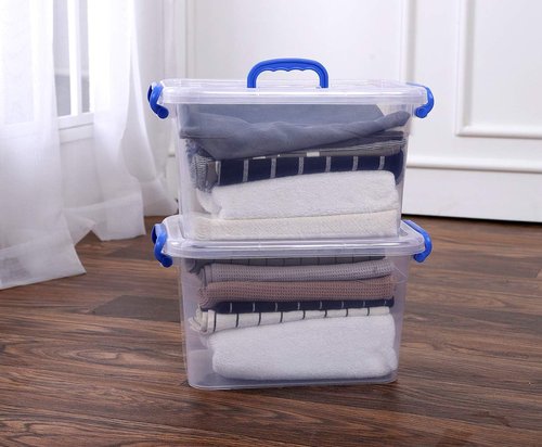 Clear Storage Box by [Brand Name] - 6-Pack 7 Quart Plastic Latch Bins with Handle | 6.5 Liter Capacity