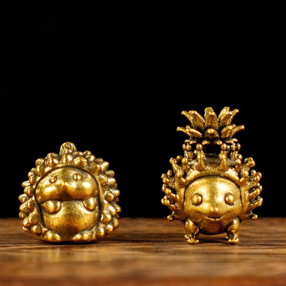 Retro Handcrafted Hedgehog Ornament - 100% Solid Brass Sculpture | Vintage Collectible Art for Home & Office