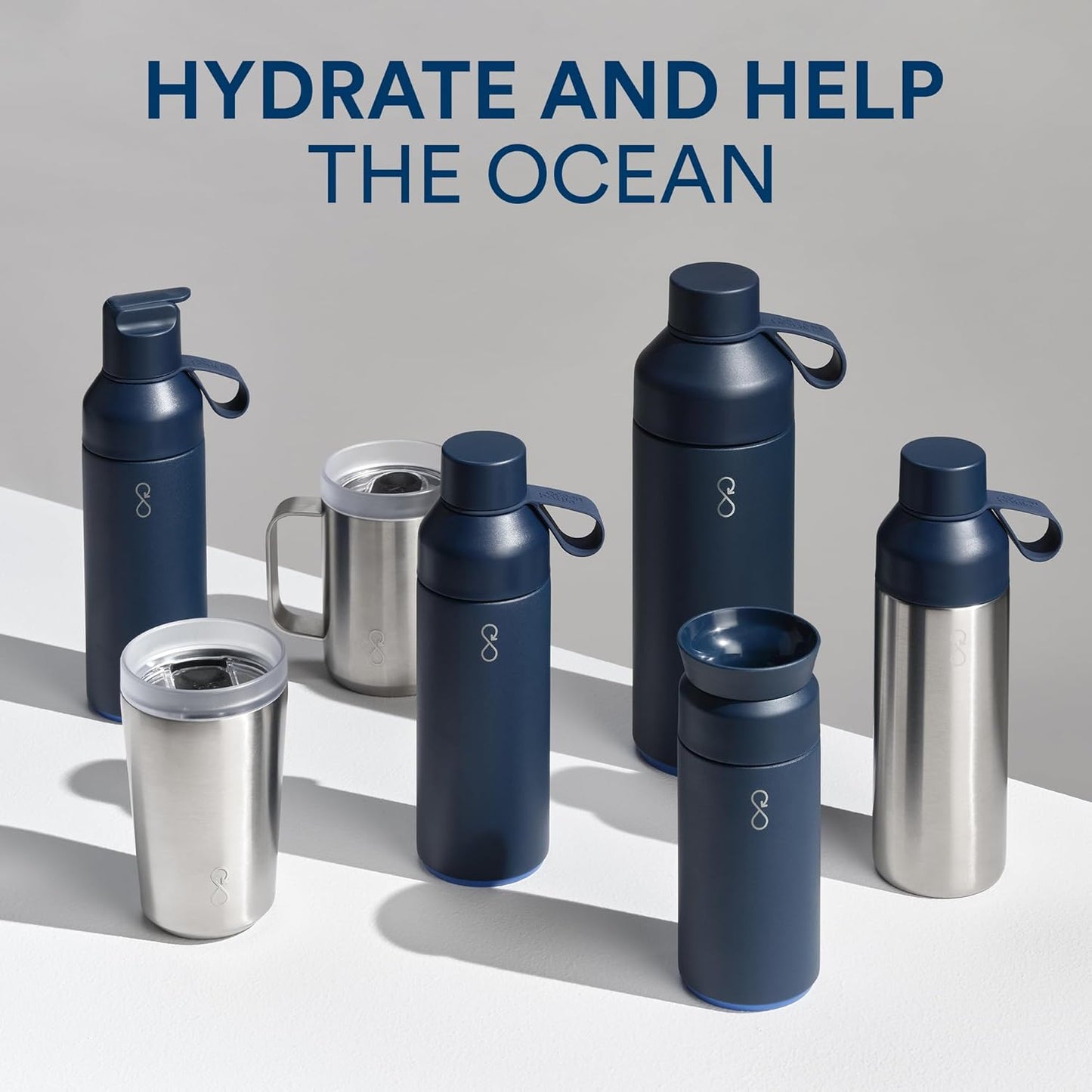 Ocean Bottle Original 17 oz - Stainless Steel Water Bottle | Reusable & Eco-Friendly Gift (Rock Grey)