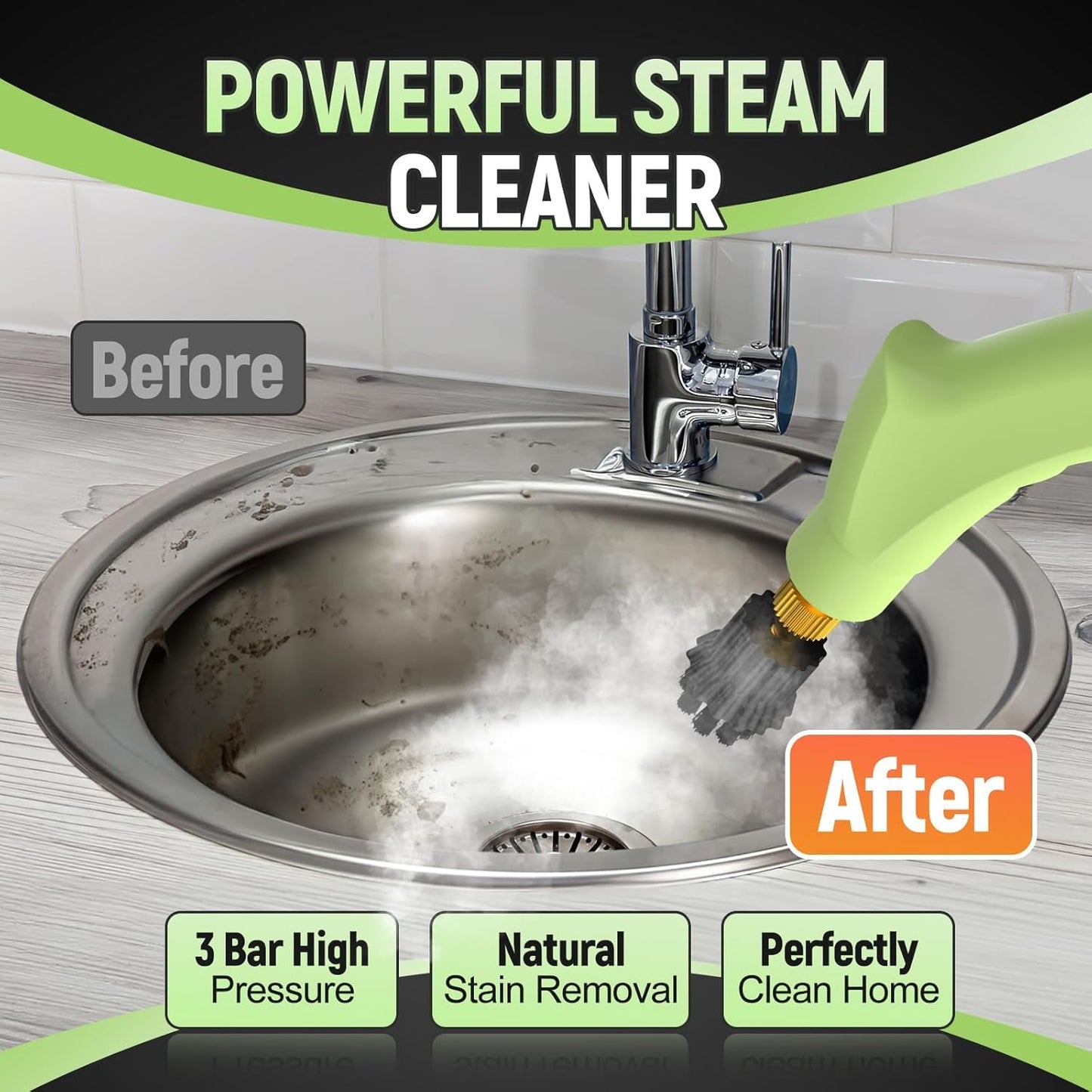 Skiennix 10-in-1 Steam Cleaner - High Temperature & Pressure | Fast Heating, 37.19oz Tank for Home & Car