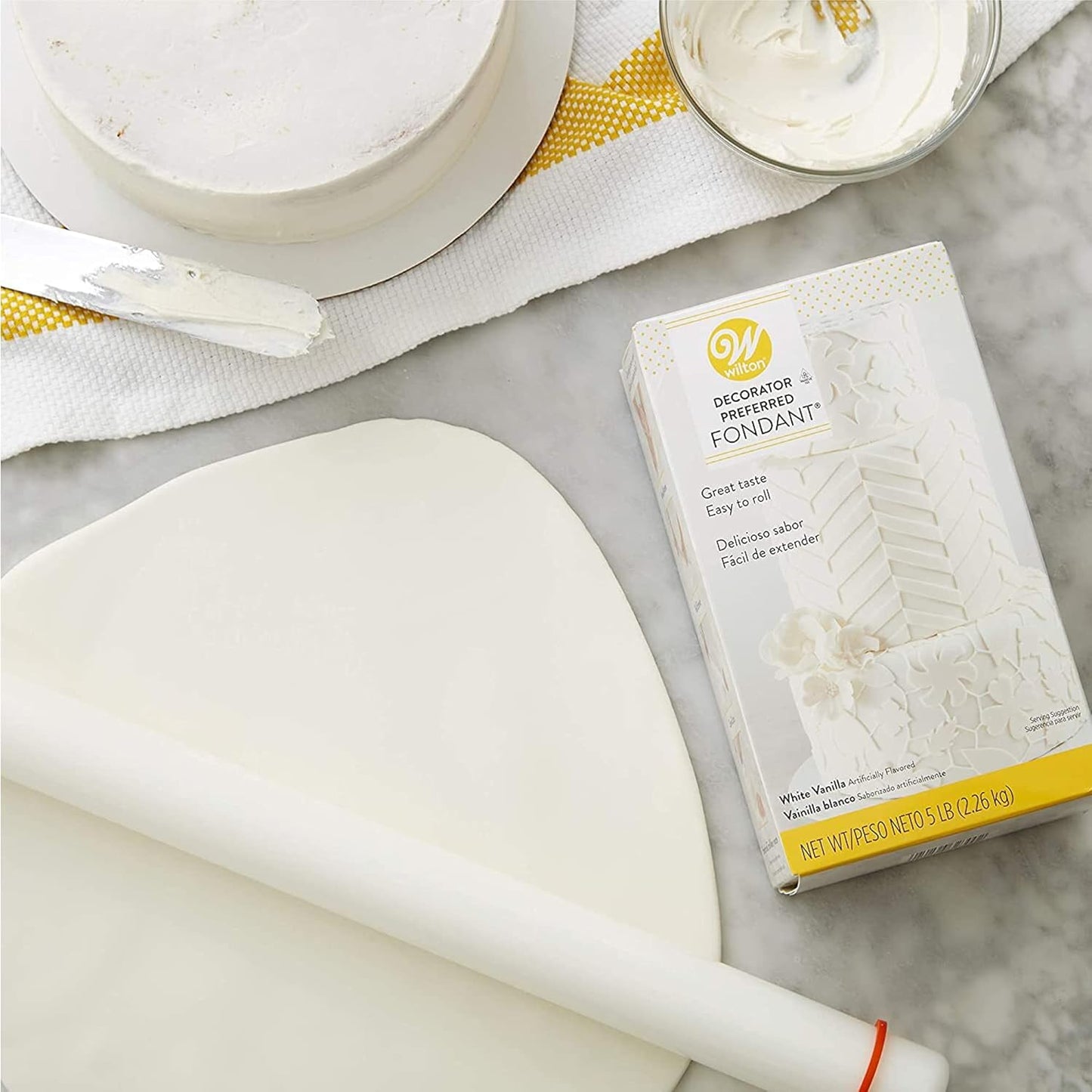 Wilton Large Fondant Rolling Pin - Ideal Fondant Roller with Guide Rings for Tiered Cakes, 20-Inch