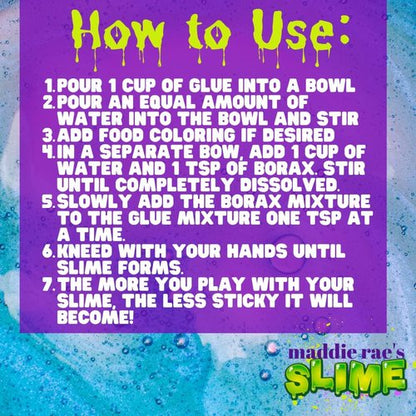 Maddie Rae's Slime Glue - Non-Toxic Clear & White 2-Pack (1/2 Gallon Each) | Perfect for Slime Kits & Crafts