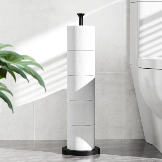 Skiennix Toilet Paper Holder Stand - Modern Free-Standing Design with Reserve Function, Stainless Steel