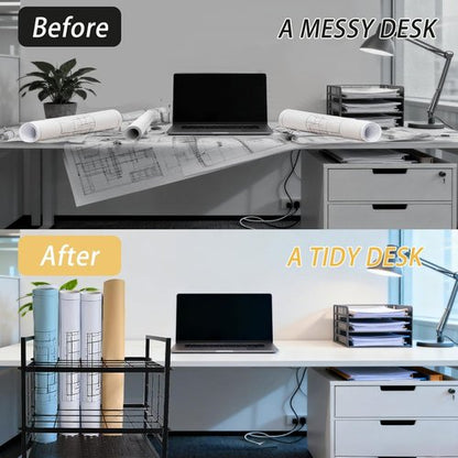 Blueprint Organizer - 20-Slot Rolling Cart for Maps, Posters & Plans | Mobile Storage Solution for Home & Office