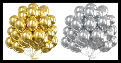 PartyWoo Metallic Gold & Silver Balloons - 100 Pack for Stunning Celebrations