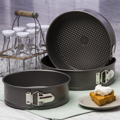 Ecolution Bakeins 3 Piece Springform Pan Set, Gray, 8”, 9”, and 10” Set