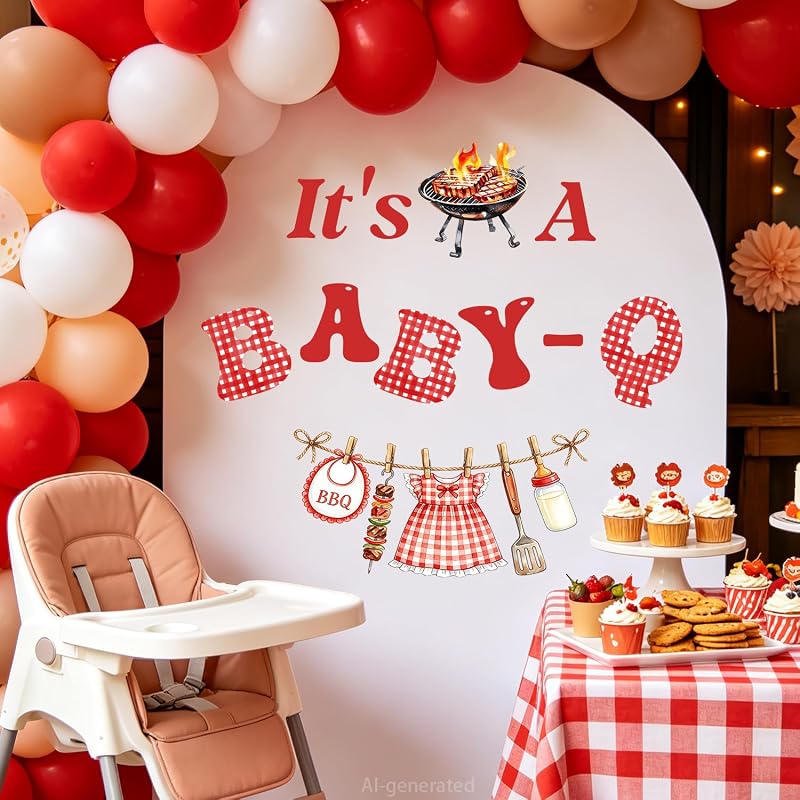 Its a Baby-Q Wall Decal | BBQ Baby Shower Decorations in Red