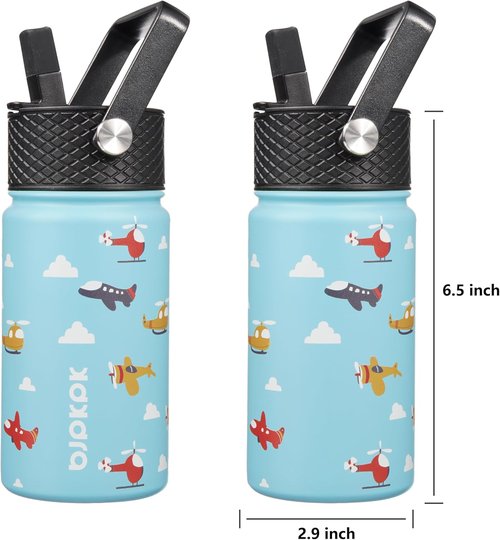 BJPKPK Insulated Water Bottle - 15 oz Stainless Steel Flask with Straw Lid | Leak-Proof & BPA-Free