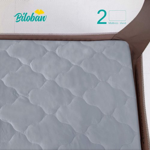 Biloban 2 Pack Pack and Play Mattress Protector Sheets Fitted Waterproof Playard Mattress Pad, Compatible with Graco Pack n Play & Dream On Me & Pamo Babe, Playpen/Playard Sheet, Gray, 39" x 27"