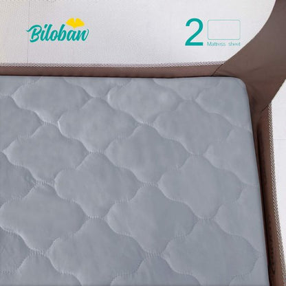Biloban 2 Pack Pack and Play Mattress Protector Sheets Fitted Waterproof Playard Mattress Pad, Compatible with Graco Pack n Play & Dream On Me & Pamo Babe, Playpen/Playard Sheet, Gray, 39" x 27"