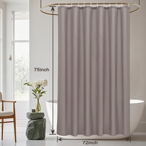 AooHome Shower Curtain Liner, Fabric Bathroom Curtain with Hooks for Hotel, Weighted Hem, Water Repellent, Chocolate, 72 x 75 Inch