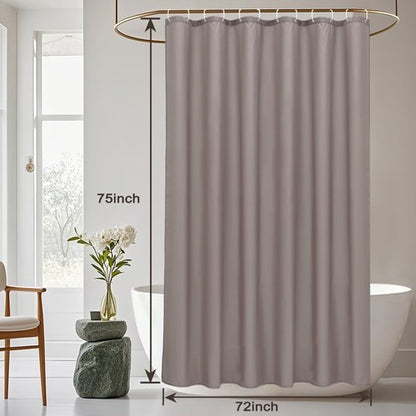 AooHome Shower Curtain Liner, Fabric Bathroom Curtain with Hooks for Hotel, Weighted Hem, Water Repellent, Chocolate, 72 x 75 Inch