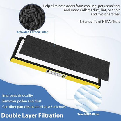 Germ Guardian FLT4825 Replacement Filter - 2 True HEPA + 6 Carbon Filters for AC4825, AC4300, AC4900