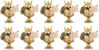 Hewory Gold Compote Pedestal Vases - Elegant Floral Centerpieces for Weddings & Events | 10pcs, 6.5in