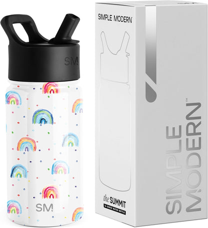 Simple Modern Kids Summit Water Bottle - 14oz Insulated Stainless Steel Tumbler with Straw Lid | Rainbow Dream