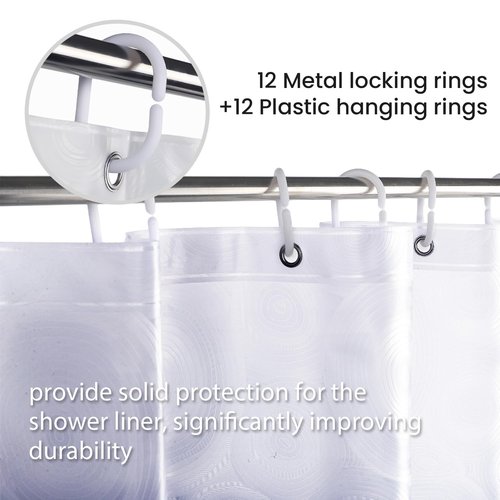 LiBa PEVA Shower Curtain Liner with 12 Plastic Rings - 8G Waterproof Shower Liner for Bathroom, 72x72 Inch Stall Shower Curtain Liner with Magnets, Oceanic Gradient Weighted