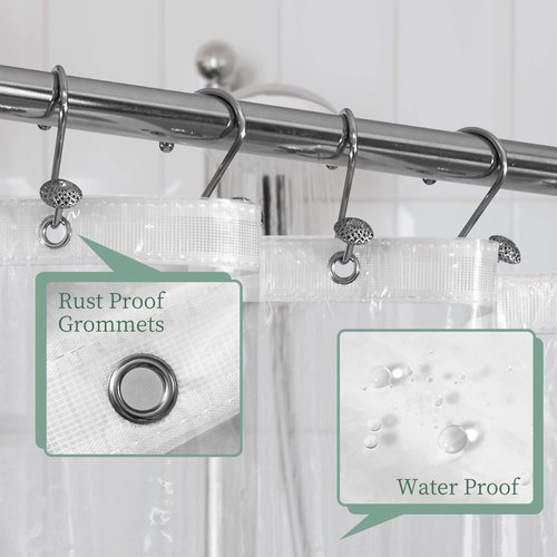 Mrs Awesome Long Shower Curtain Liner with 3 Magnets, 72x78 Clear PEVA Shower Liner, 78 Length Plastic Shower Curtain for Bathroom, Waterproof, 72 x 78, Clear
