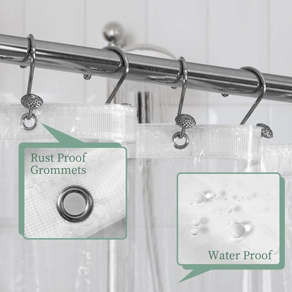 Mrs Awesome Long Shower Curtain Liner with 3 Magnets, 72x78 Clear PEVA Shower Liner, 78 Length Plastic Shower Curtain for Bathroom, Waterproof, 72 x 78, Clear