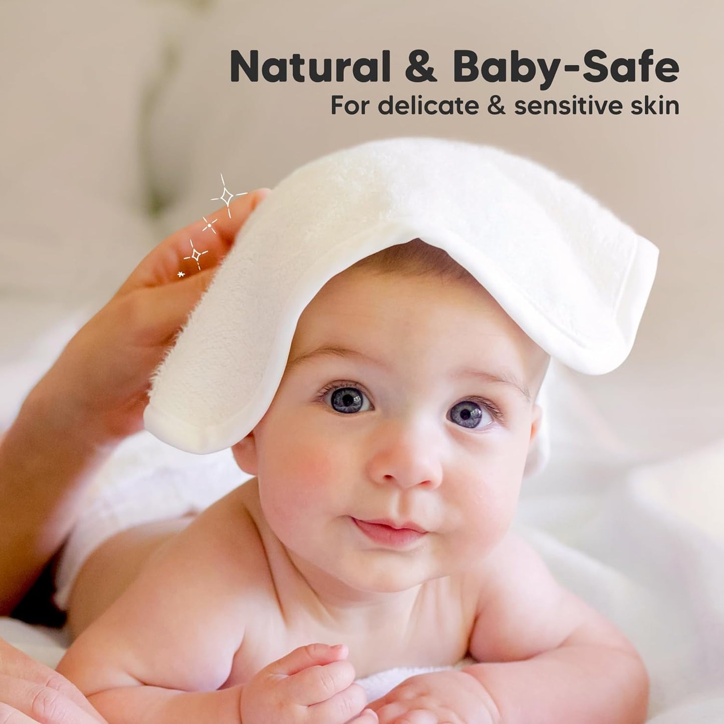 Baby Washcloths 6-Pack by [Brand Name] - Soft, Absorbent Bamboo Viscose Towels for Newborns & Toddlers | 10x10 Reusable