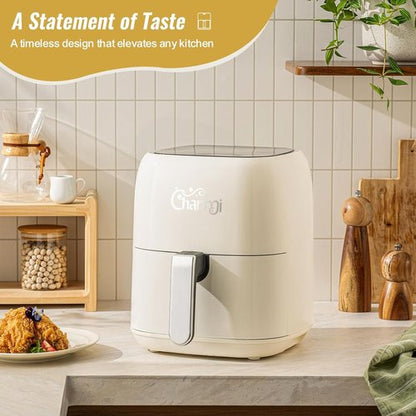 Charmi 5QT Air Fryer - Retro Design with Digital Touchscreen & 8 Cooking Presets | Cream White