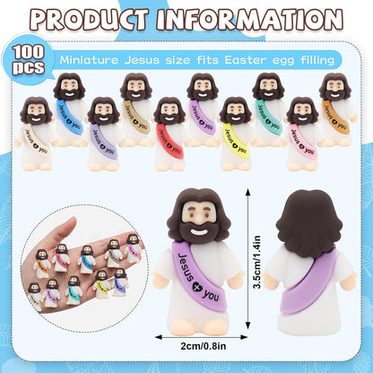YuDanae Jesus Loves You Figures - 100pcs Baby Jesus Party Favors for Baptism & Easter Gifts (Macaron)