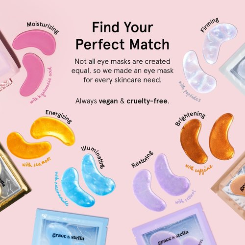 Grace & Stella Under Eye Mask - Award-Winning Gel Patches to Reduce Dark Circles & Puffiness | 24 Pairs, Vegan, Blue