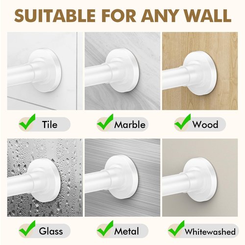 GXOACKJ White Shower Curtain Rods - 31-80 Inch Spring Tension Shower Rods for Bathroom, Adjustable, No Drilling, No Rust, Stainless Steel