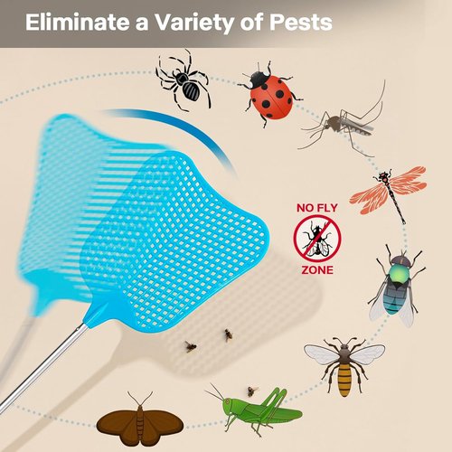 Begonia Telescopic Fly Swatter - Heavy-Duty Manual Plastic Design with Stainless Steel Handle | 3 Pack