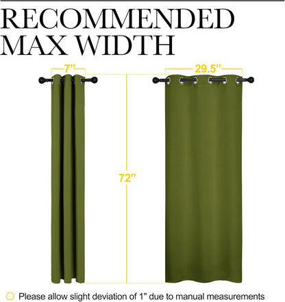 NICETOWN Blackout Curtain Panels - Thermal Insulated Draperies for Bedroom | Olive Green, 34 x 72 Inch (One Pair)