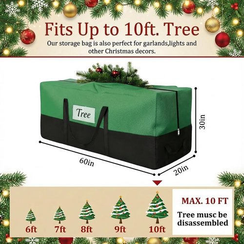 Christmas Tree Storage Bag by [Brand Name] - Heavy Duty 600D Oxford Container for 10-12 Ft Trees | Durable Handles & Transparent Pocket