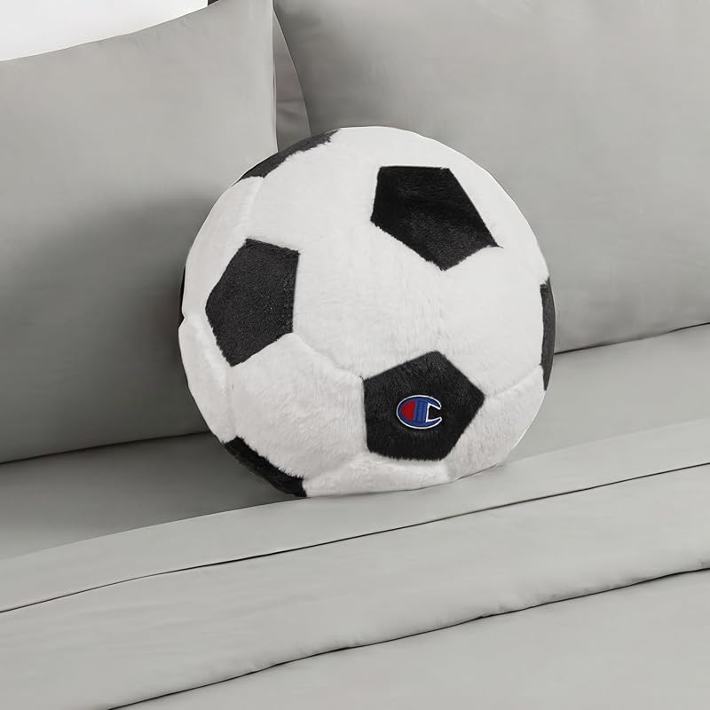 Champion Soccer Plush Pillow Ball - 12" Round, Black/White (Variation: Soccer)
