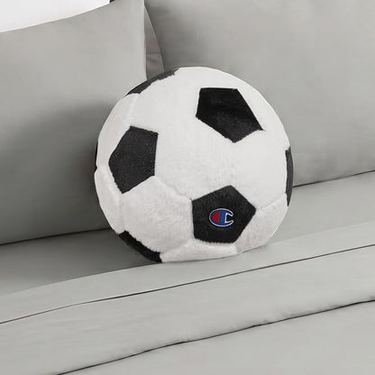 Champion Soccer Plush Pillow Ball - 12" Round, Black/White (Variation: Soccer)