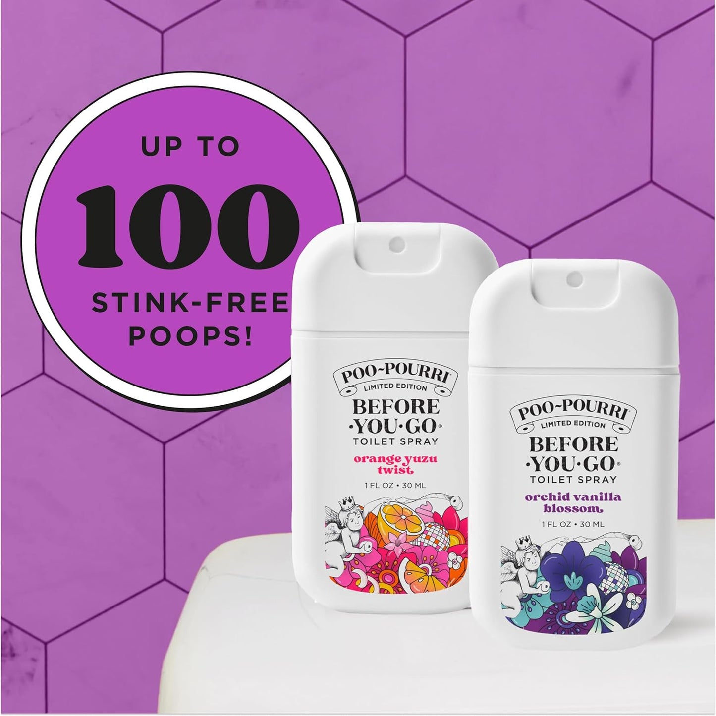 Poo-Pourri Bloom in the Bathroom Set | Before-You-Go Toilet Sprayers - Travel Size Odor Removers - 2 Pack