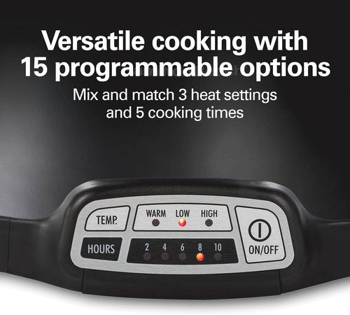 Hamilton Beach 7 Quart Programmable Slow Cooker - Portable with Lid Latch Strap, Black