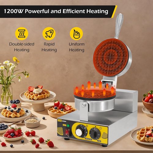 Dyna-Living Commercial Waffle Maker - 1200W Non-Stick Electric Waffle Iron for Home & Restaurant