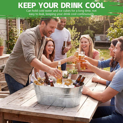 OBTANIM 3 Pack 4 Gallon Galvanized Ice Buckets Metal Champagne Drink Cooler Storage Ice Tub with Carry Handles for Beer Cocktails Wine Beverage Home Parties Bar Cooling Supplies