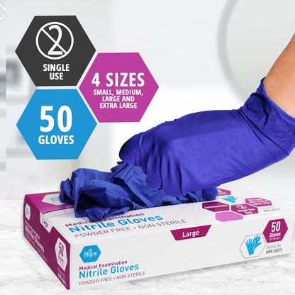 Med Pride Nitrile Medical Exam Gloves - Disposable, Powder & Latex-Free for Doctors & Nurses
