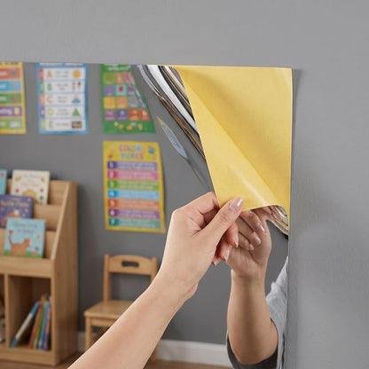 Kids Sensory Mirror Peel & Stick Wall Decor - 39x19 in Carnival Themed Distortion Mirror