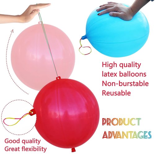 LEEZZIZZ Punch Balloons - 41Pcs Thickened Neon Heavy-Duty Party Favors for Kids & Weddings